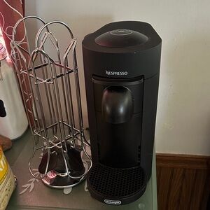 Nespresso Vertuo Black Coffee Machine with Pod Holder